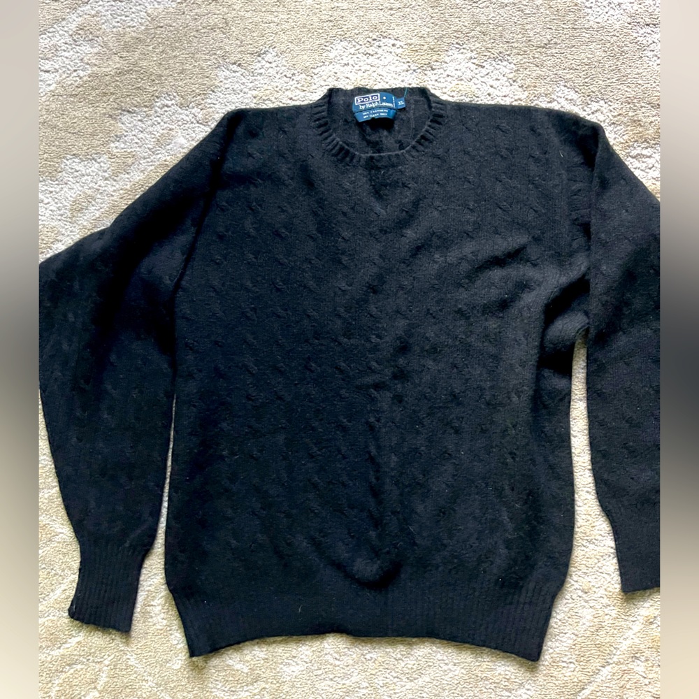 Polo by Ralph Lauren Black Crewneck Sweater Cashmere